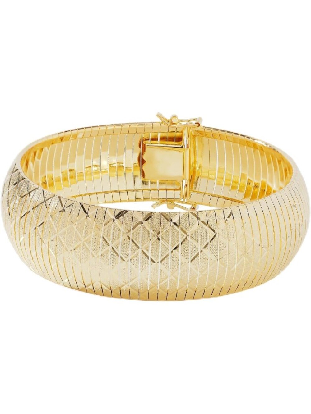 JTV 18K Gold-Plated Flexible Bangle Bracelet for Women - Chunky Diamond-Cut